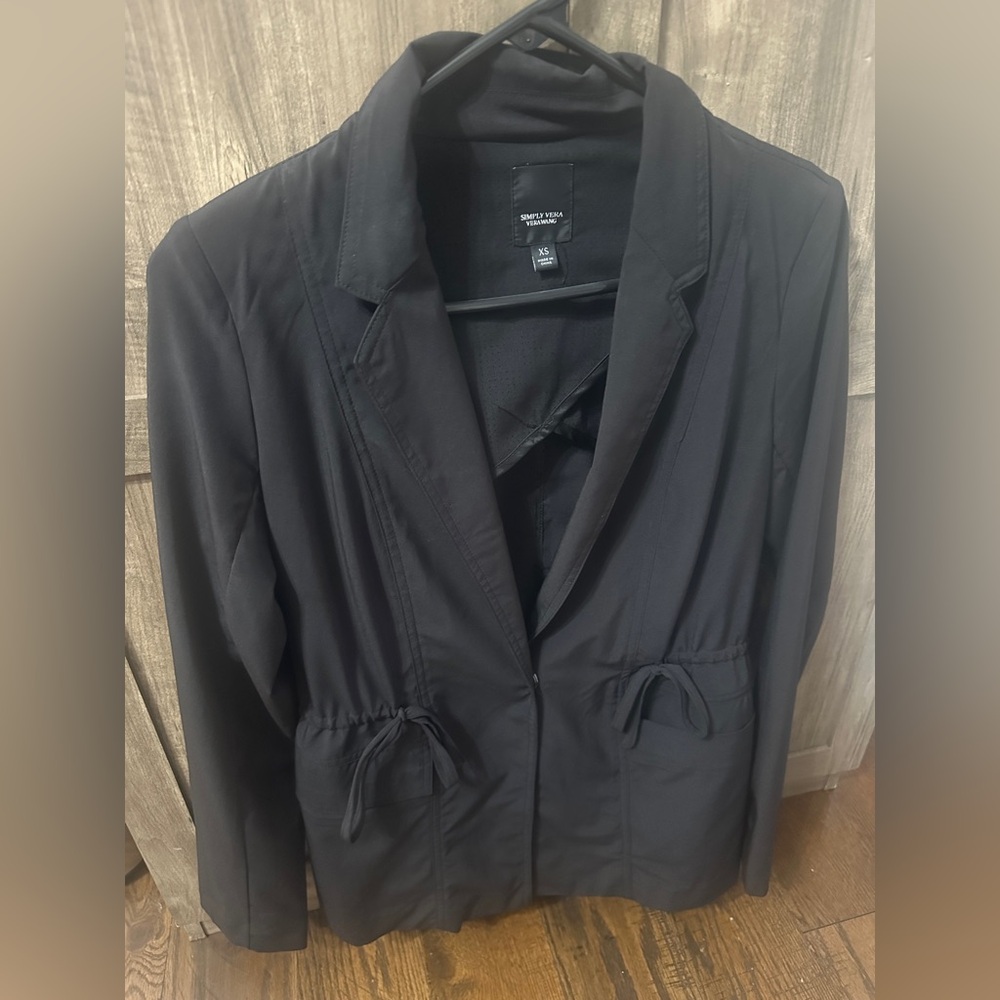 Simply Vera Vera Wang Sport Office Blazer Women XS Black Stretchy Comfortable